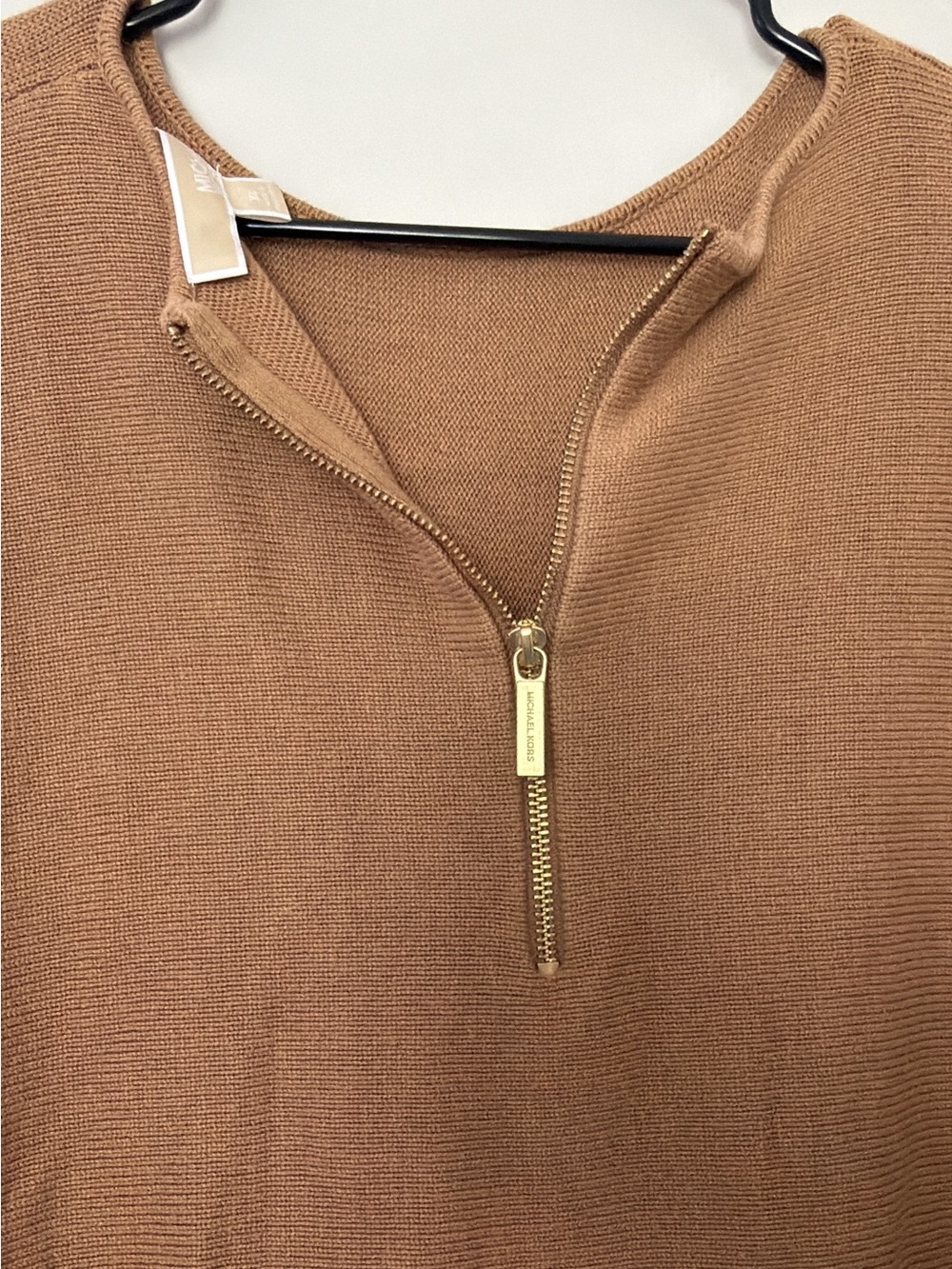Michael Kors Camel Knit Half-Zip Sweater